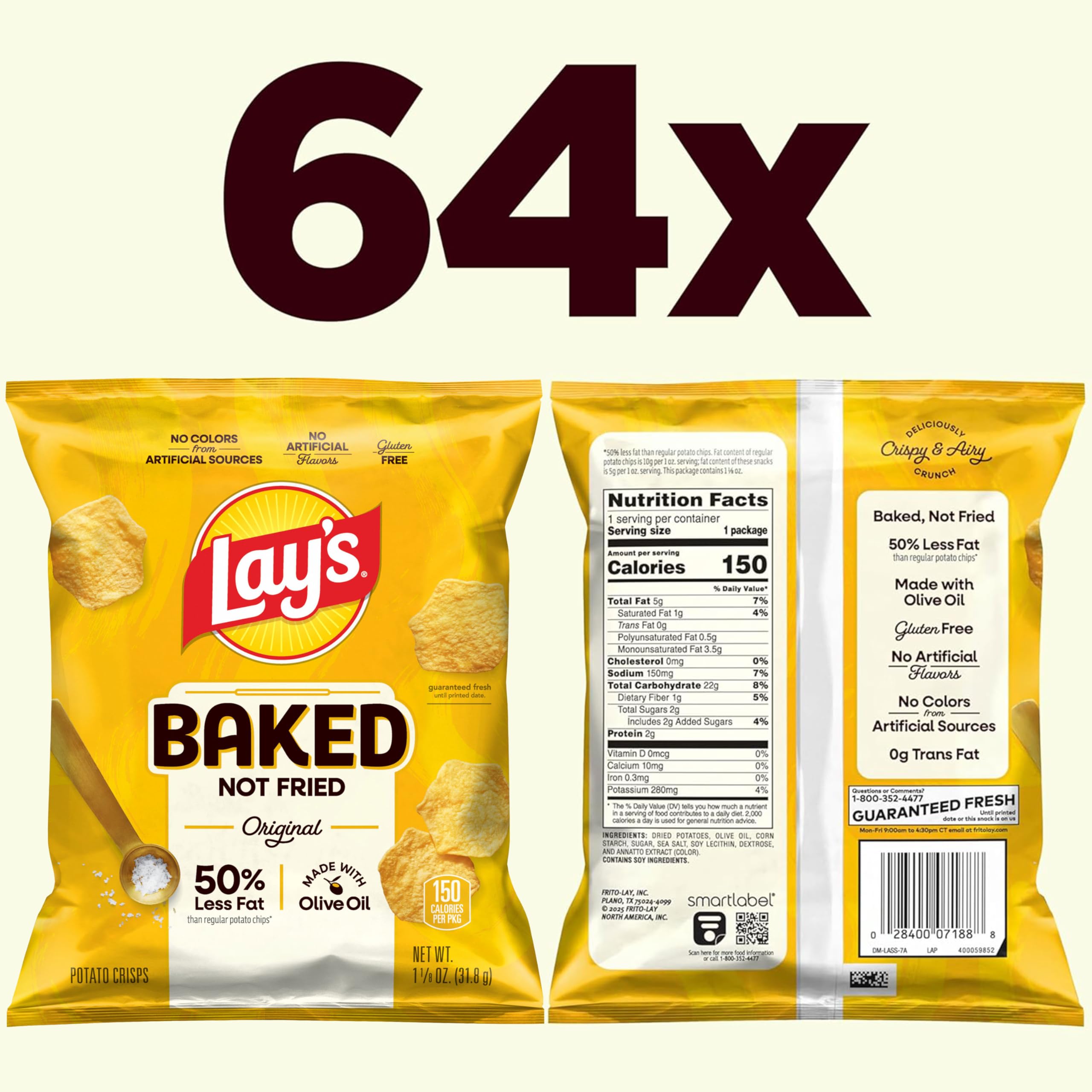 Frito-Lay Baked Lay’s Original crisp close-up showing light, crispy texture