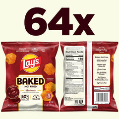 Frito-Lay Baked Lays Barbecue crisp closeup highlights airy crunch and bold flavor.