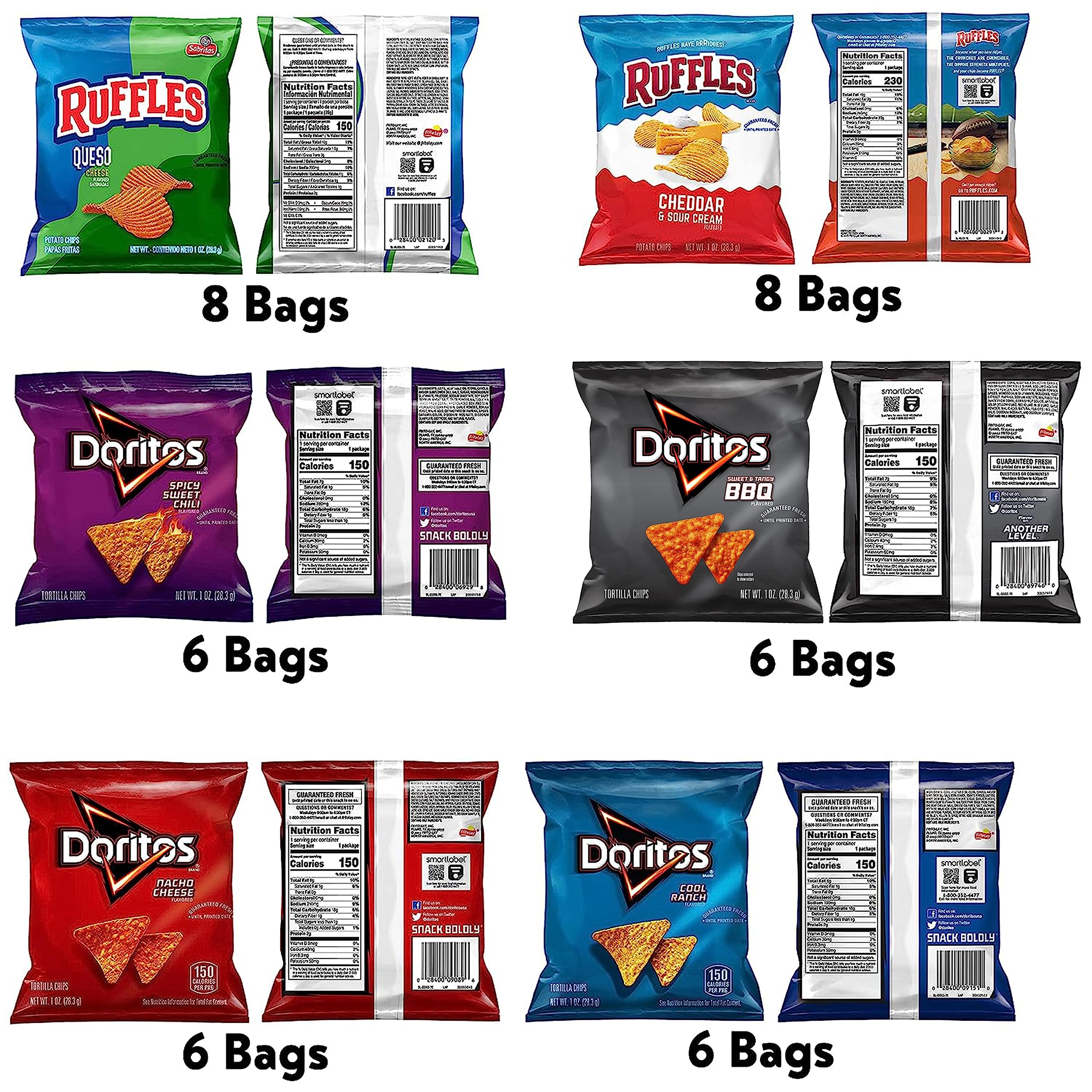 Frito Lay Doritos Nacho Cheese 6-snack sleeve, bold crunch for lunchbox.
