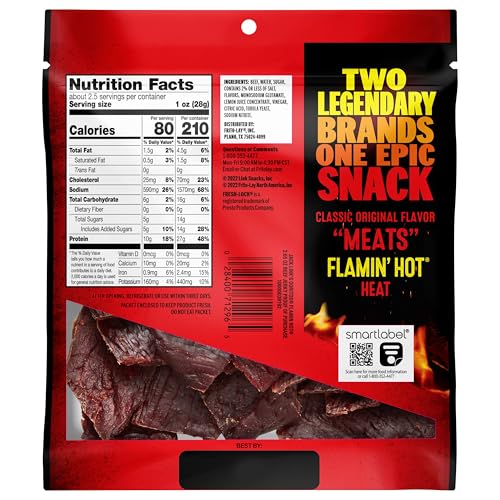 Close-up of Doritos Flamin' Hot 2.65oz bag showing vibrant orange dust and crunch