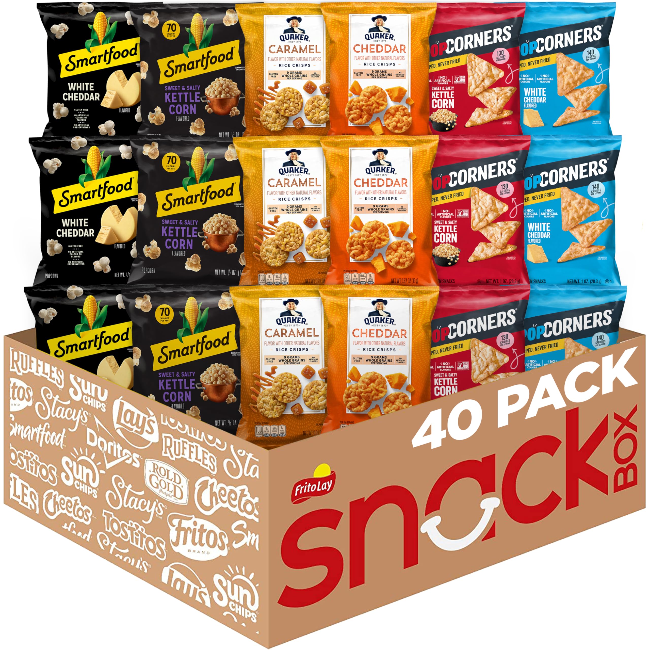 Frito Lay Popped and Crisps Mix box front view, ideal for family snacking.