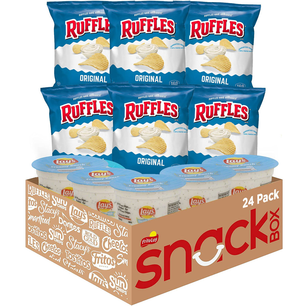 Frito Lay Ruffles Original Chips 1oz bag with rugged ridges for extra crunch.