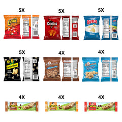 Frito-Lay variety pack with chips, cookies, and bars for family snacking.