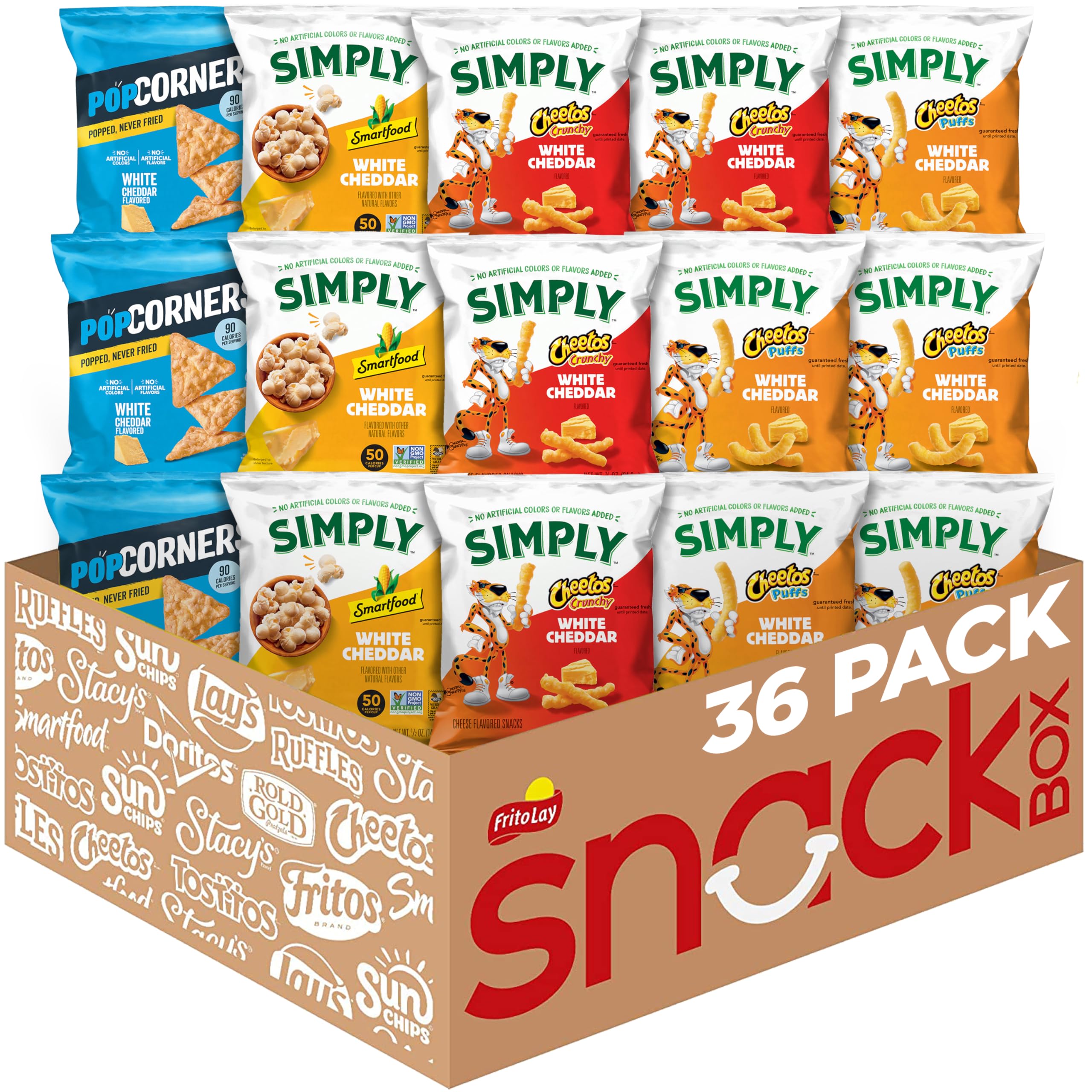 Frito Lay White Cheddar Snacks Variety Pack box-front display for sharing