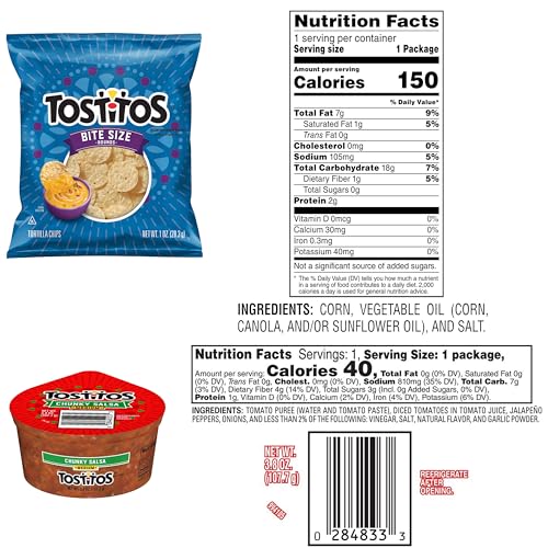 Frito Lay Tostitos salsa dip cups, convenient portion cups for on-the-go snacking.