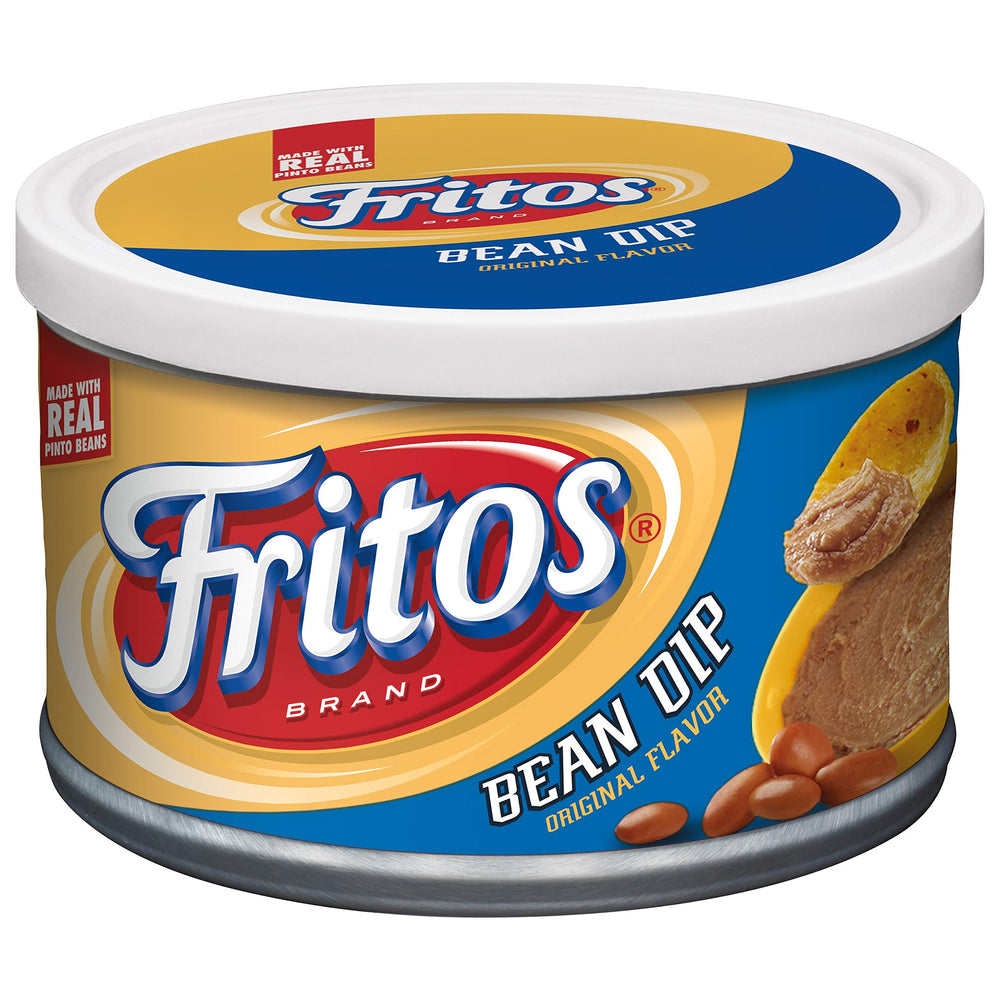 Fritos Bean Dip being used for dipping with tortilla chips