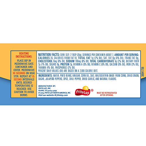Fritos Bean Dip straight pack label close-up with brand and flavor