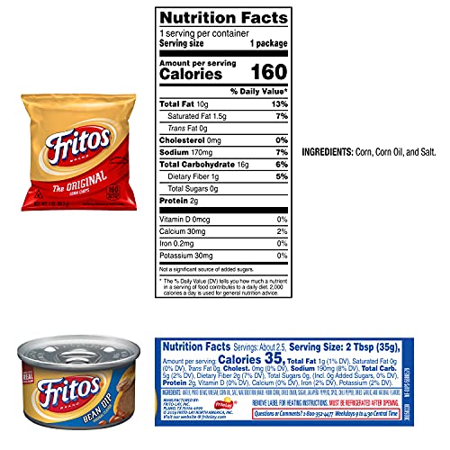 Fritos Original chips and bean dip collection displayed for easy snacking.
