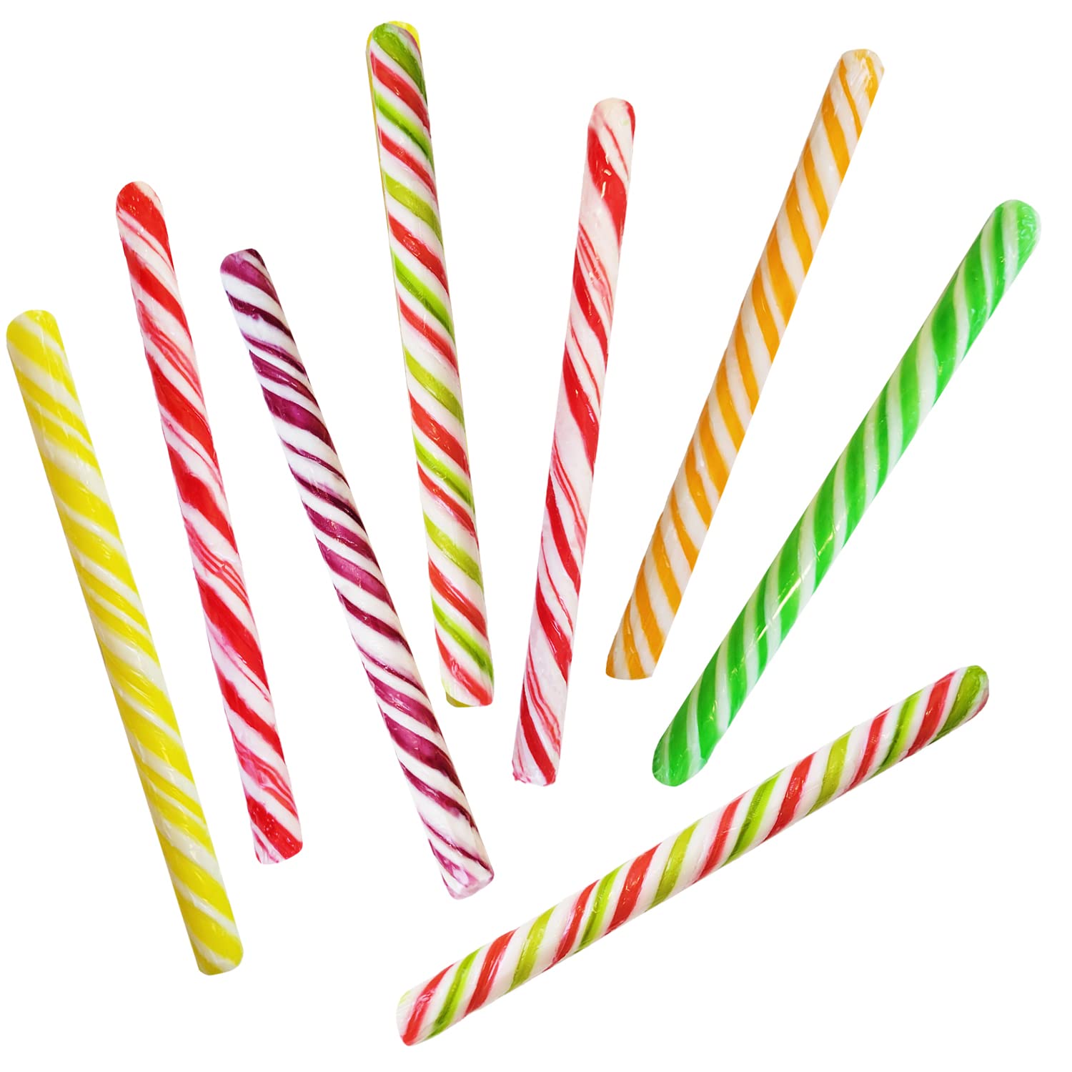 Fruidles Swirl candy cane sticks in assorted colors, ideal party favors.