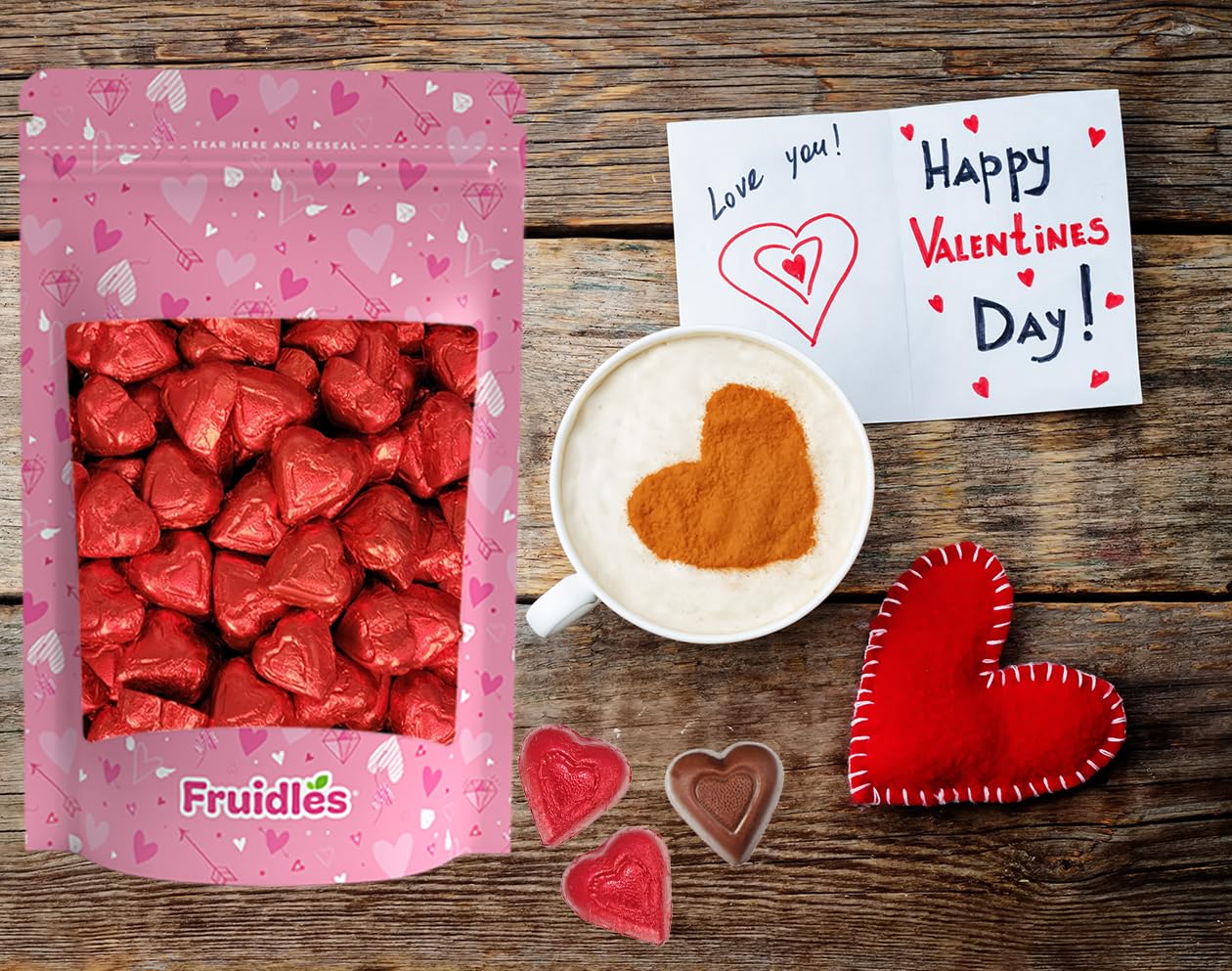 Fruidles hearts in bulk packaging, great for office celebrations and classroom rewards