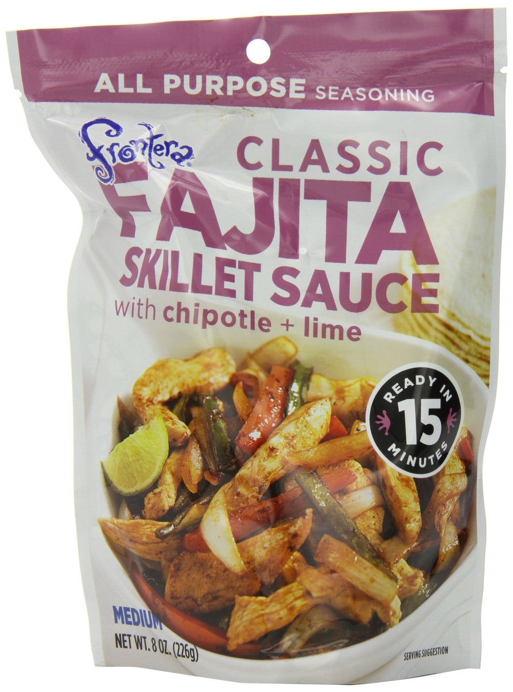 Frontera fajita pouch 8oz pack of 6 front view, convenient for quick weeknight meals.