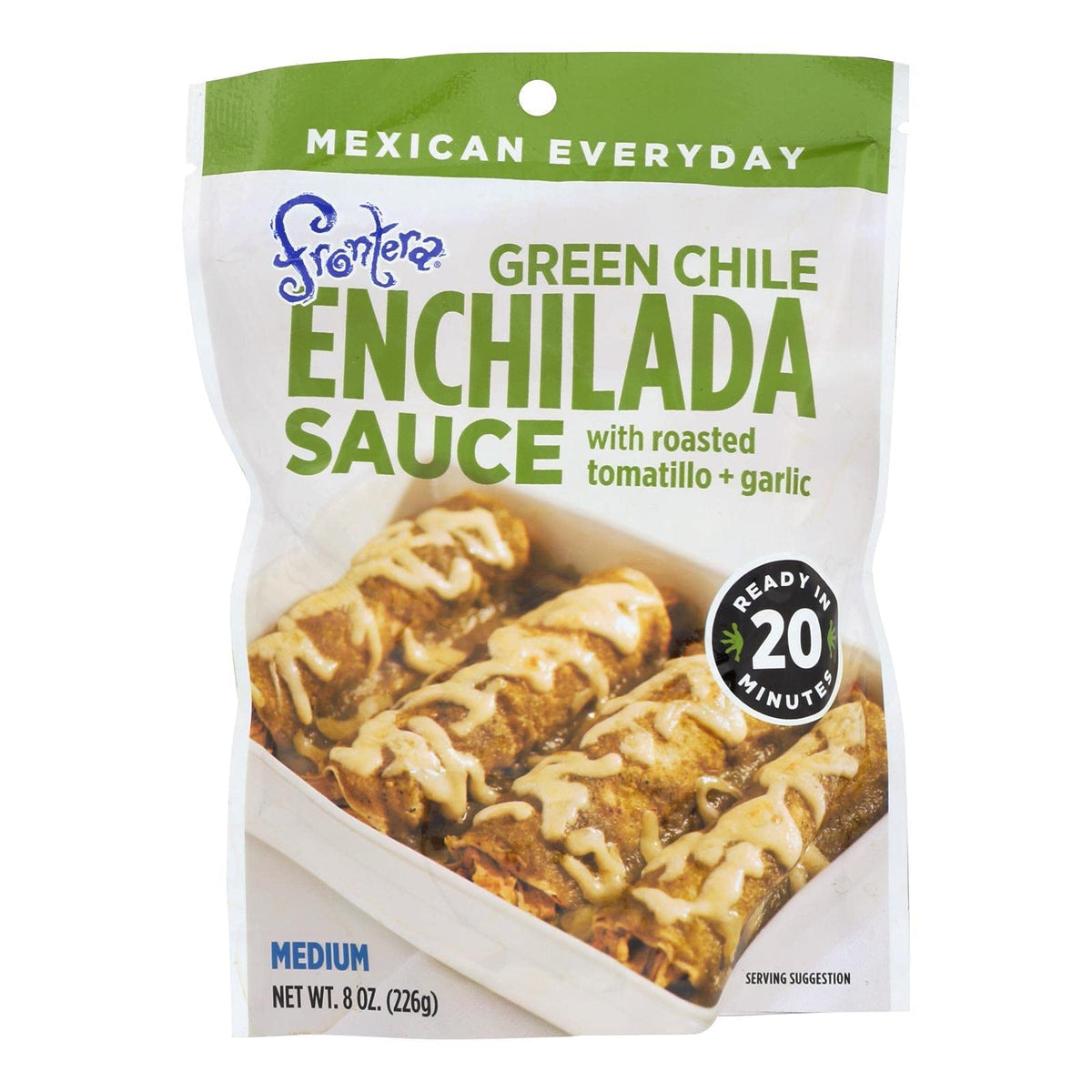 Frontera Green Chile Enchilada Sauce jar with vibrant label for easy enchilada prep