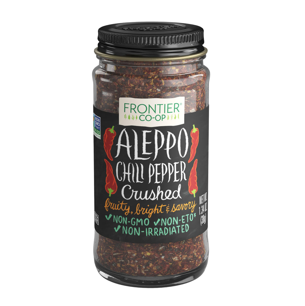 Frontier Aleppo Pepper crushed bottle, bold flavor for roasted meats