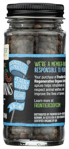 Frontier Co-op peppercorns sprinkled over dish provide balanced spice