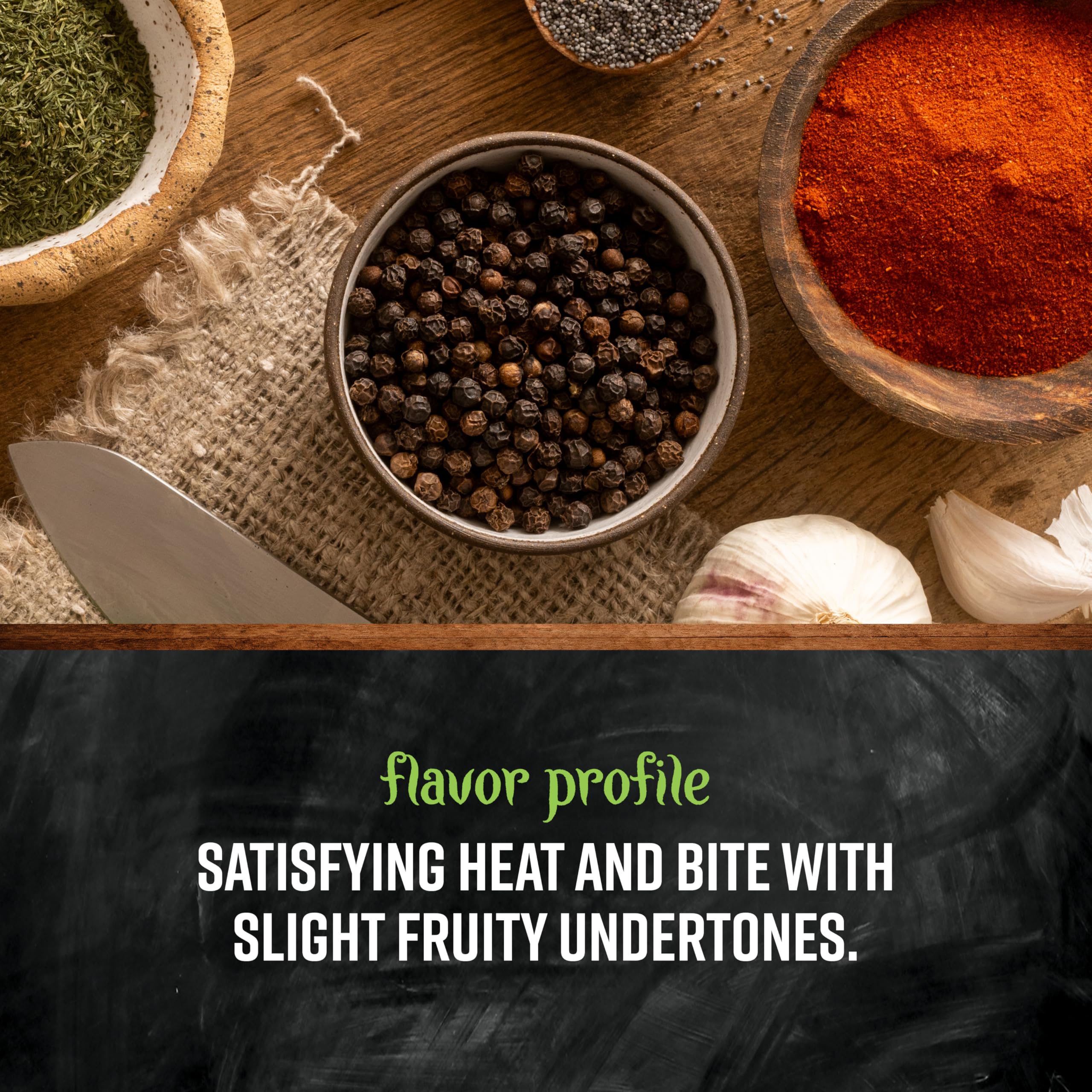 Non-irradiated, kosher-certified Frontier peppercorns ensure trusted quality