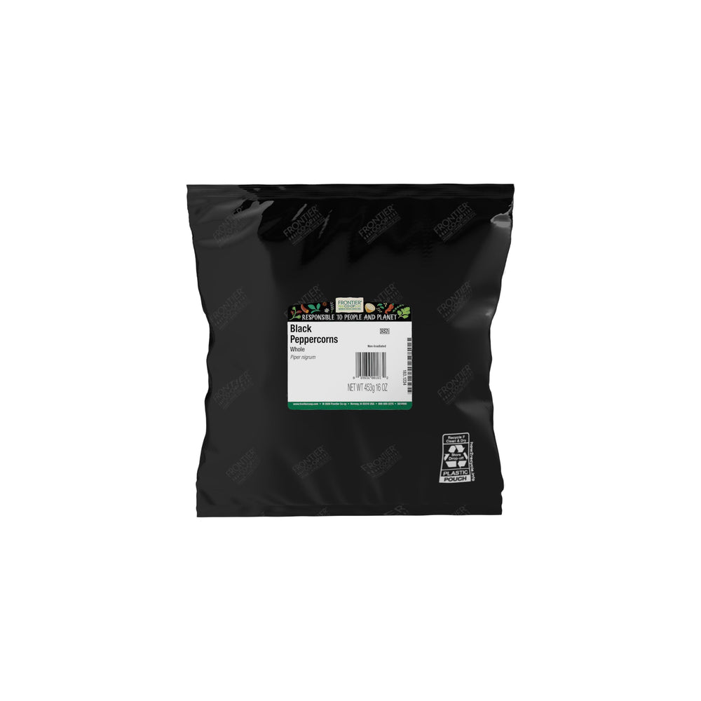 Frontier Co-op Black Peppercorns in a bulk bag for reliable peppermill grinding