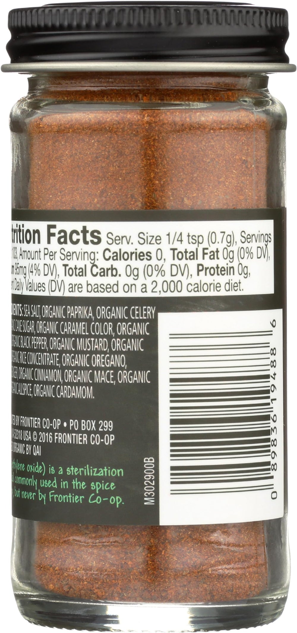 Close-up texture of Frontier Co-op Blackened Seafood Seasoning showing a rich spice blend.