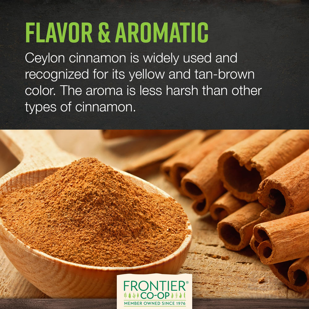 Frontier Co-op Organic Ceylon cinnamon sticks close-up with rich aroma