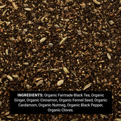 Frontier Co-op Chai Tea brewed cup perfect for latte or cozy tea time.