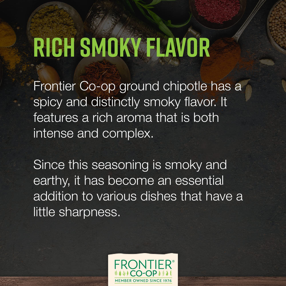 Frontier Co-op chipotle powder texture closeup highlights smooth grind