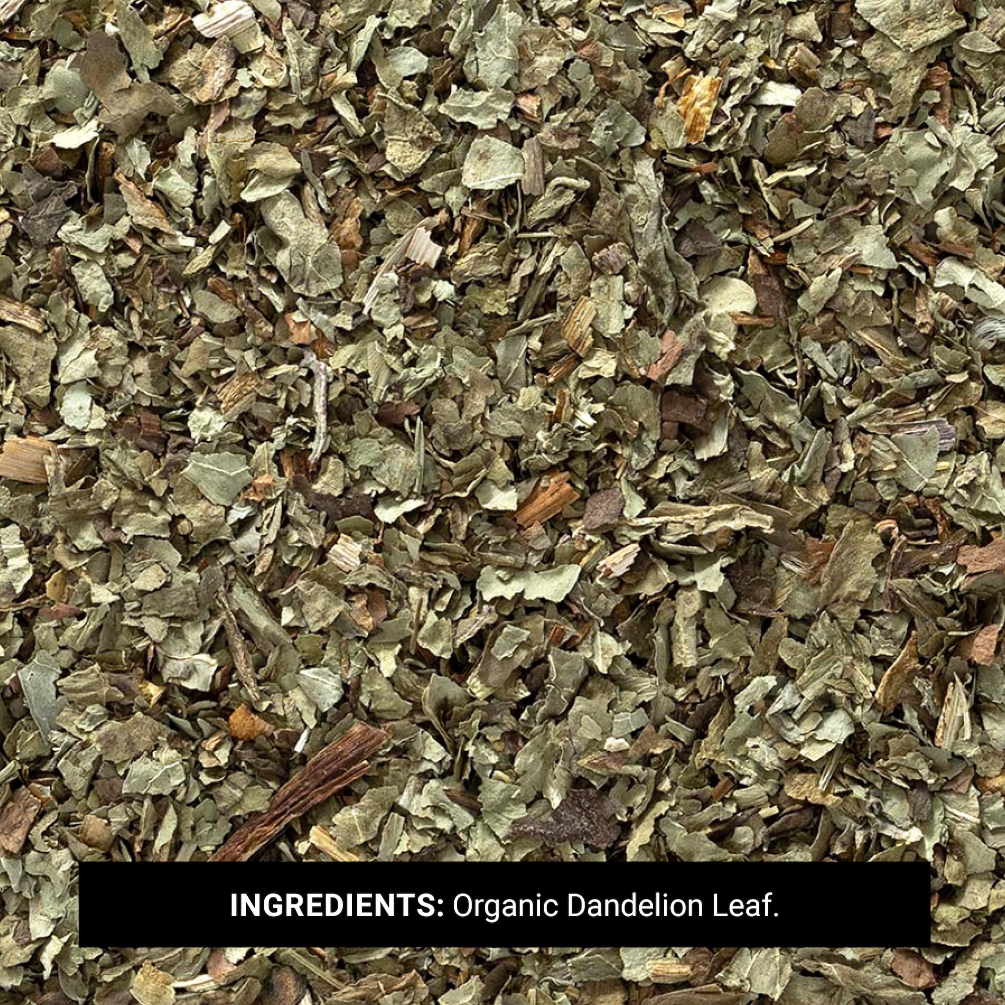 Frontier Co-op dandelion leaf dried coffee alternative ready for infusion.