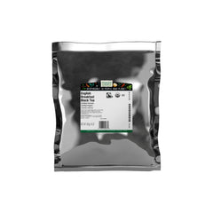 Frontier Co-op English Breakfast Tea bulk bag showing premium whole leaves for a bold morning brew.