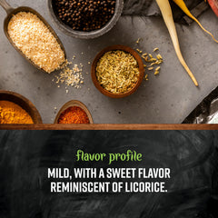 Frontier Co-op fennel seed kosher certified, all-natural spice for cooking.