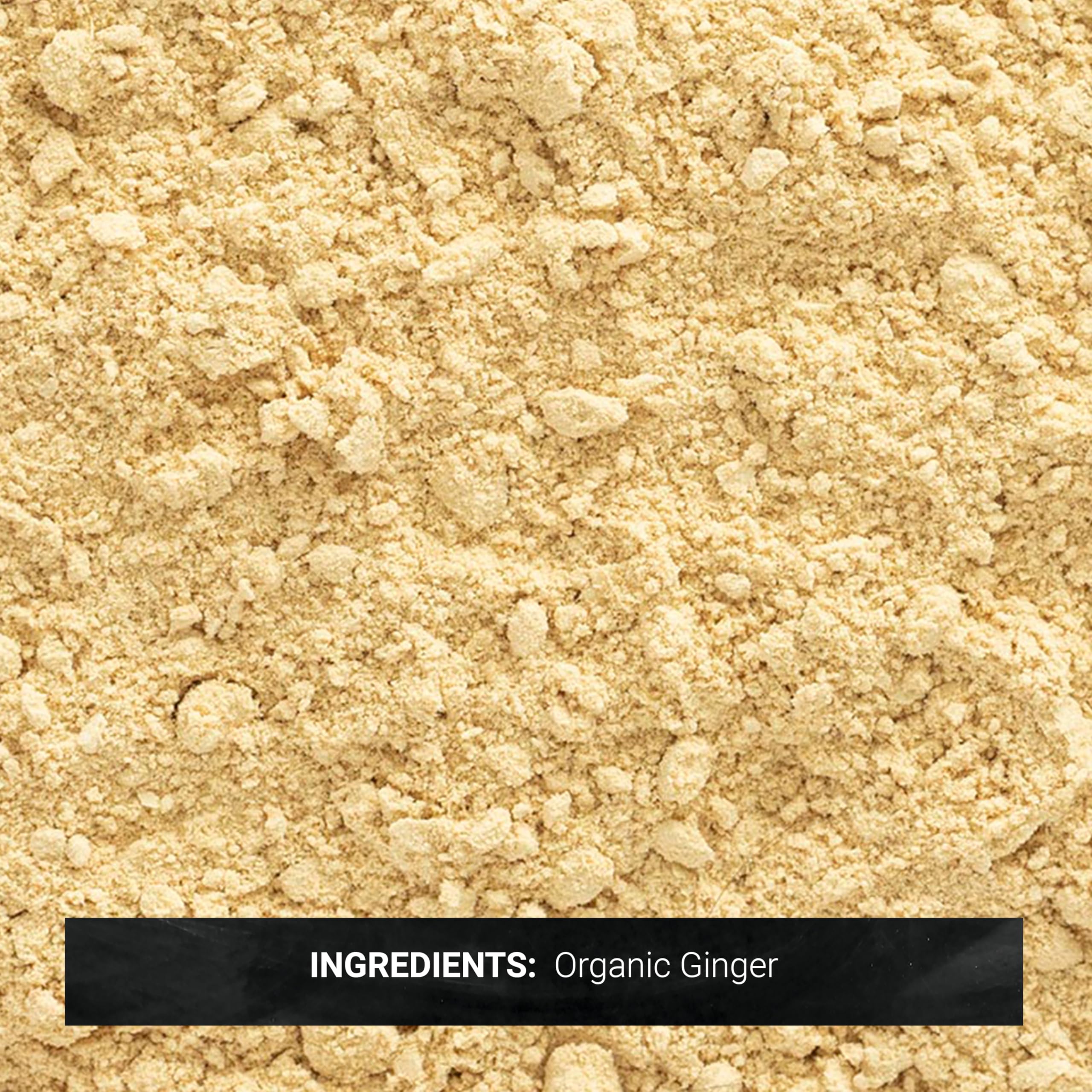 Frontier Co-op Ginger Root Powder with a scoop, ideal for curries and teas.