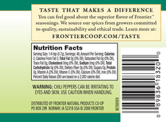 Frontier Co-op cayenne pepper bottle on shelf, ideal for finishing bold roasted vegetables