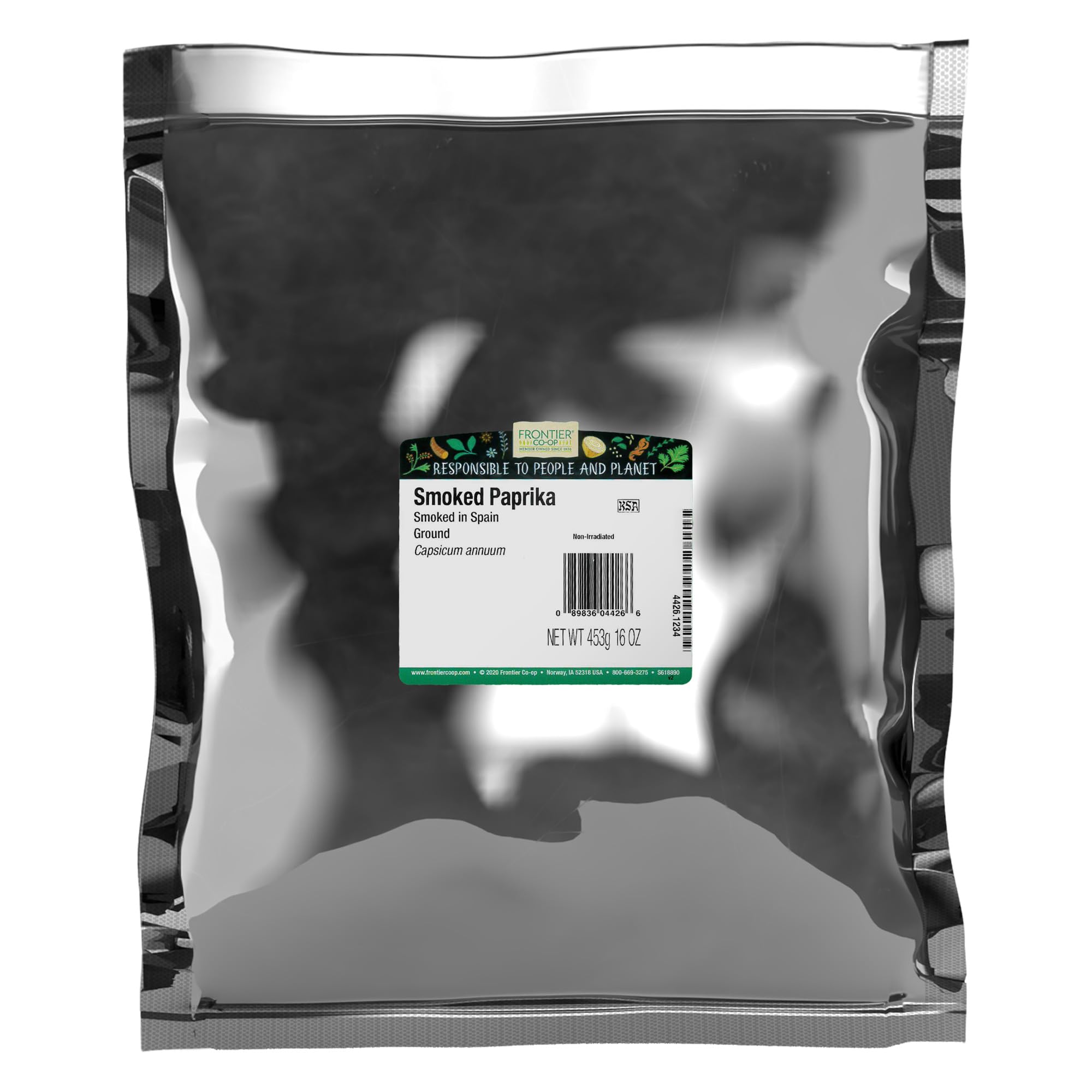 Frontier Co-op ground smoked Spanish paprika bulk bag adds rich color to dishes