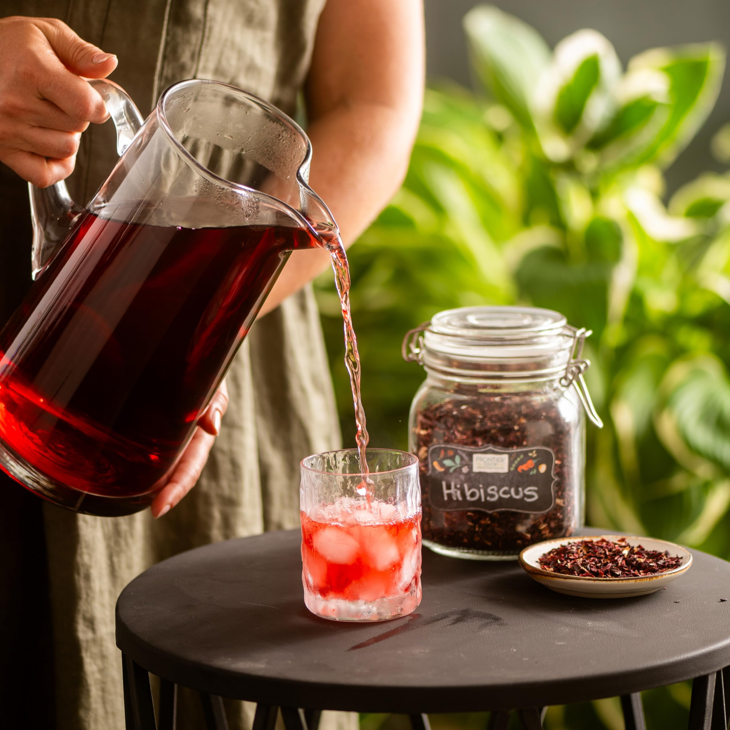 Frontier Co-op hibiscus flowers cut and sifted for easy blending.