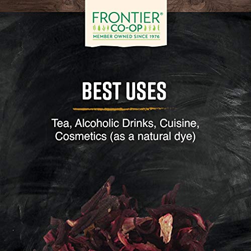 Frontier Co-op hibiscus sun-dried process - zero additives preserves natural color.