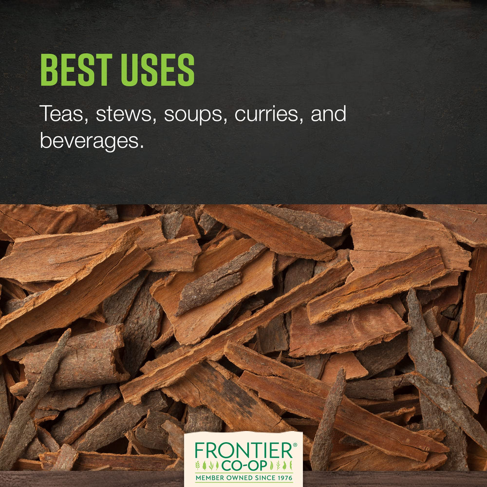 Frontier Co-op Indonesian cinnamon chips tea infusion idea for warming beverages.