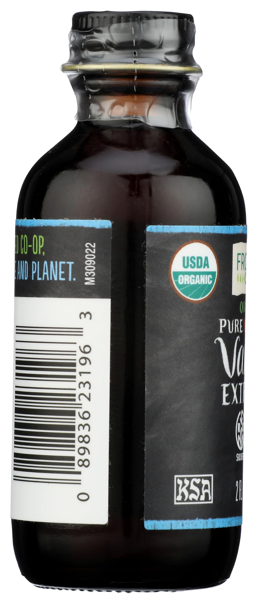 Frontier Co-op Indonesian Vanilla Extract pour scene shows precise measuring for recipes.