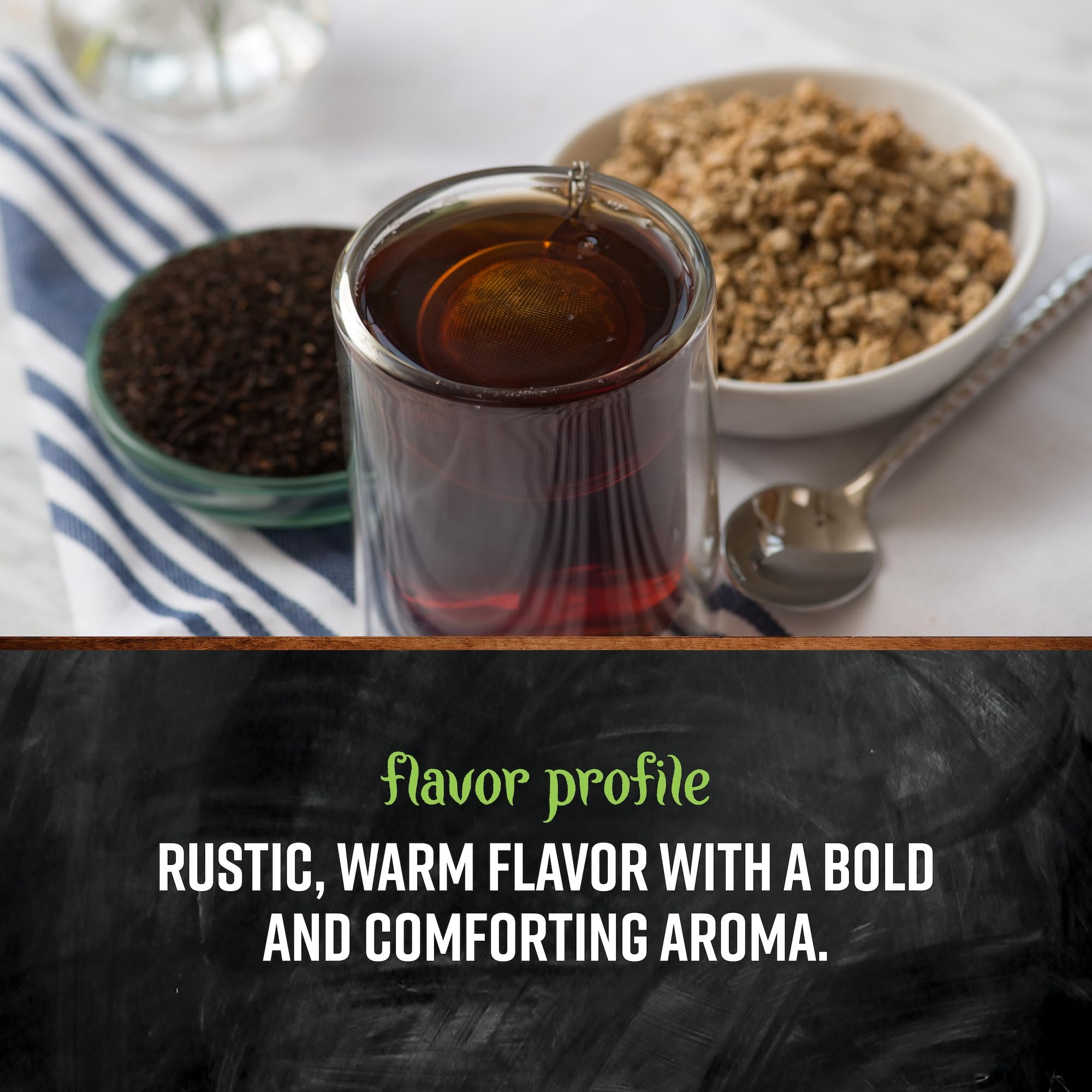 Frontier Co-op Irish Breakfast Tea brewed into a steaming cup