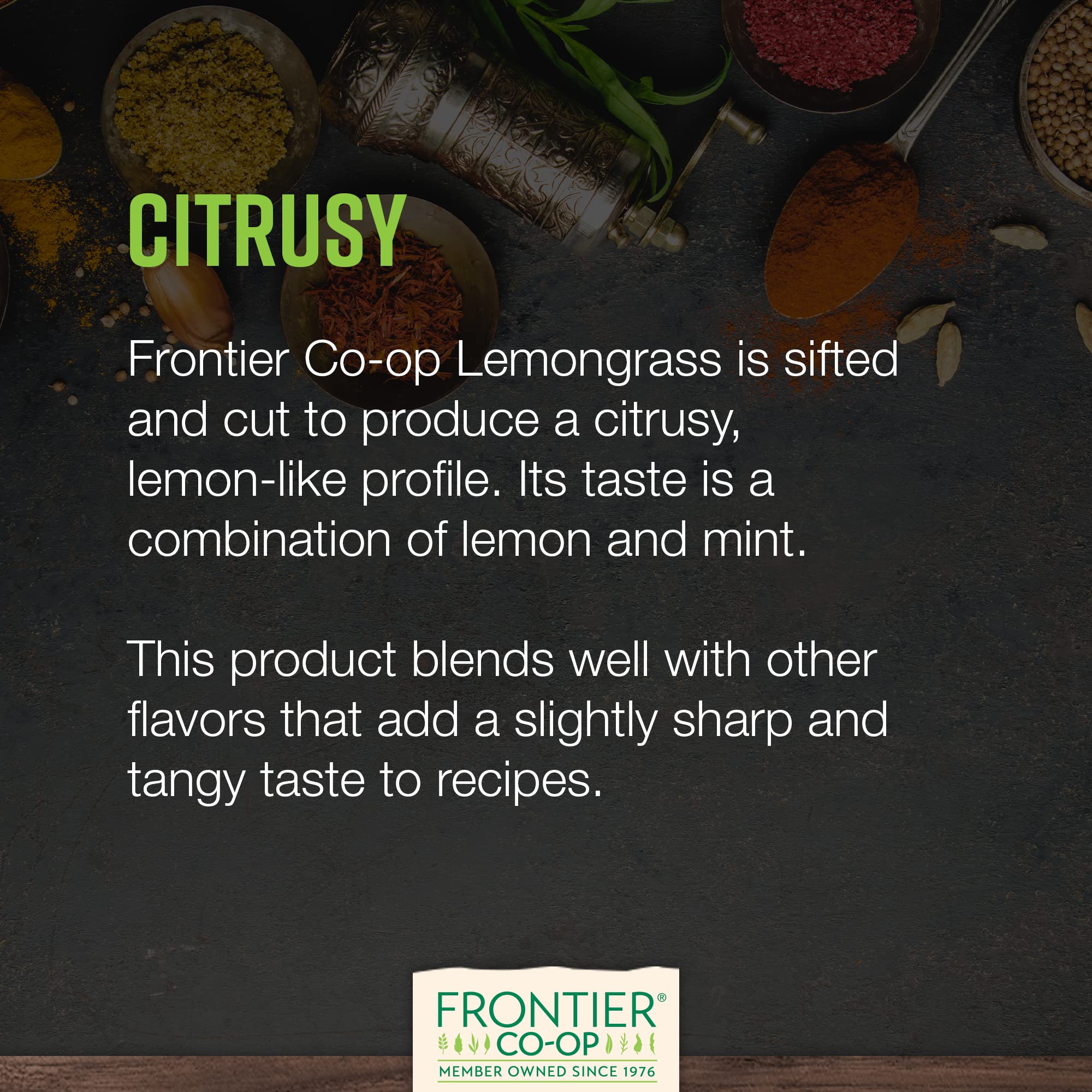 Frontier Co-op lemongrass offers bright citrus aroma in kitchen