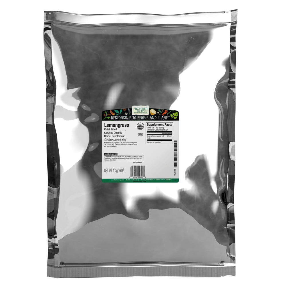 Frontier Co-op lemongrass dried bulk bag ready for tea and cooking
