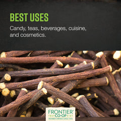 Frontier Co-op licorice root natural-sweetener used in cookies and juices.