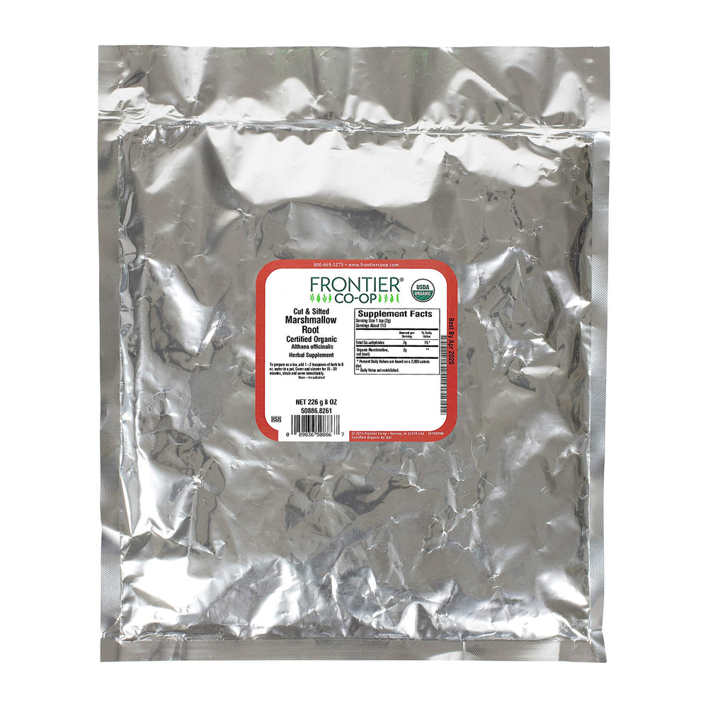 Frontier Co-op marshmallow root as a skin-care ingredient for soothing balms.