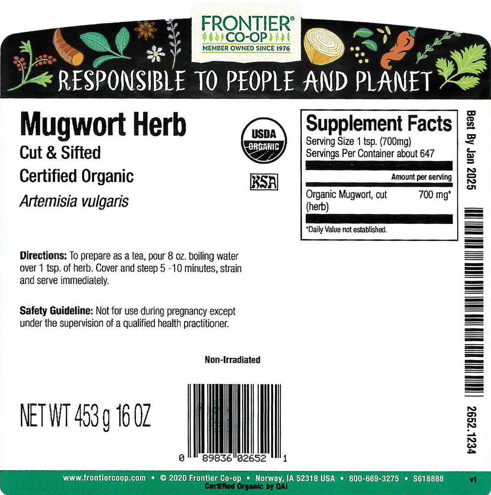 Frontier Co-op mugwort tea preparation scene, ideal for herbal blends