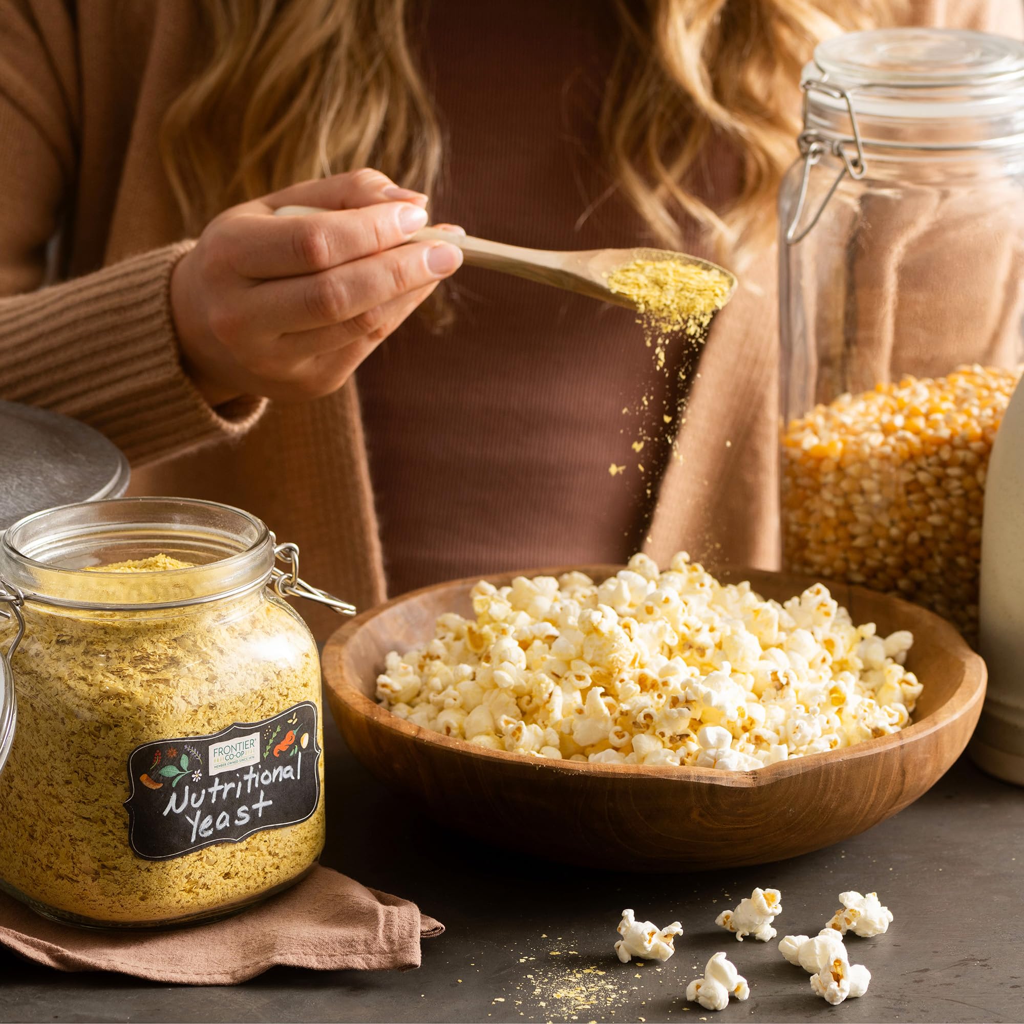 Frontier Co-op nooch as a parmesan substitute with a bold, cheese-like taste.