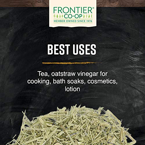 Frontier Co-op oatstraw green tops blended with lemon balm for flavorful herb teas