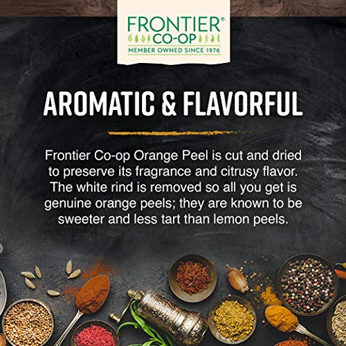 Frontier Co-op orange peel used as garnish adds citrus color.