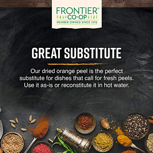 Frontier Co-op orange peel US-sourced label emphasizes quality and safety.