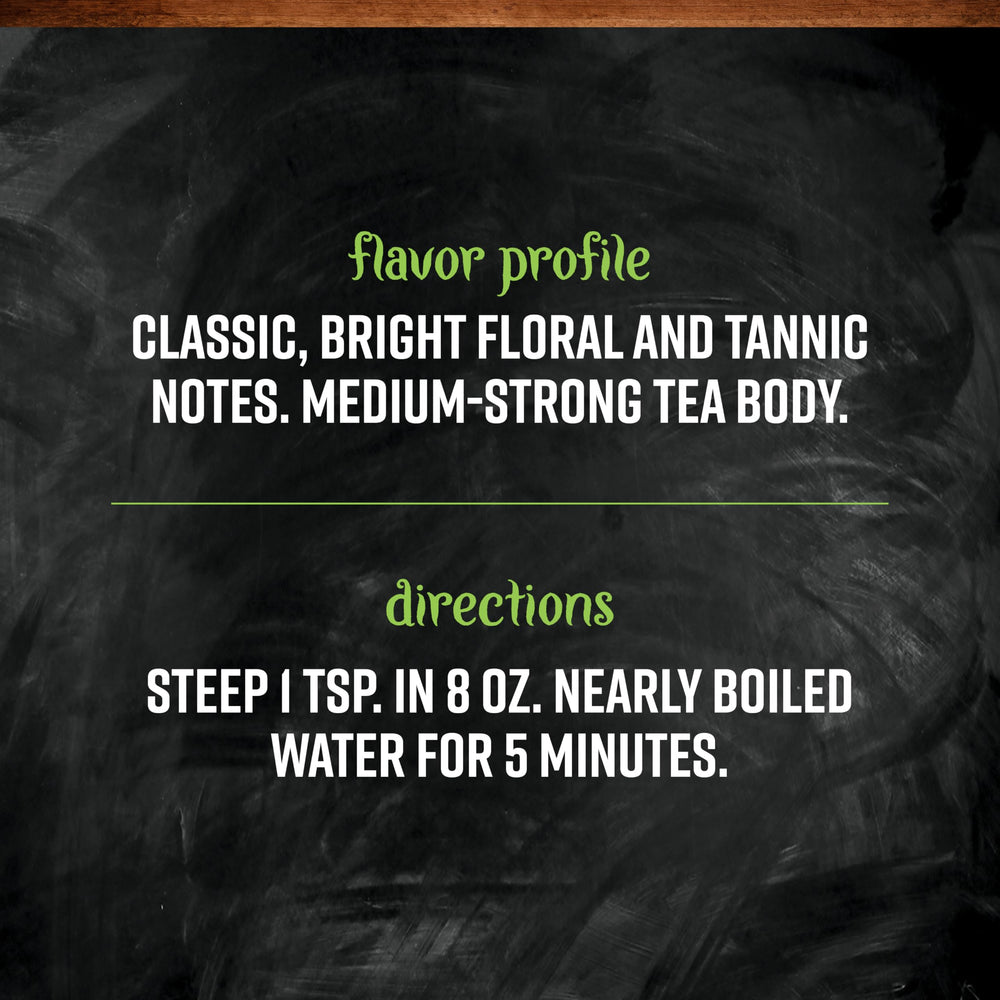 Frontier Co-op orange pekoe tea served with citrus slice for brightness