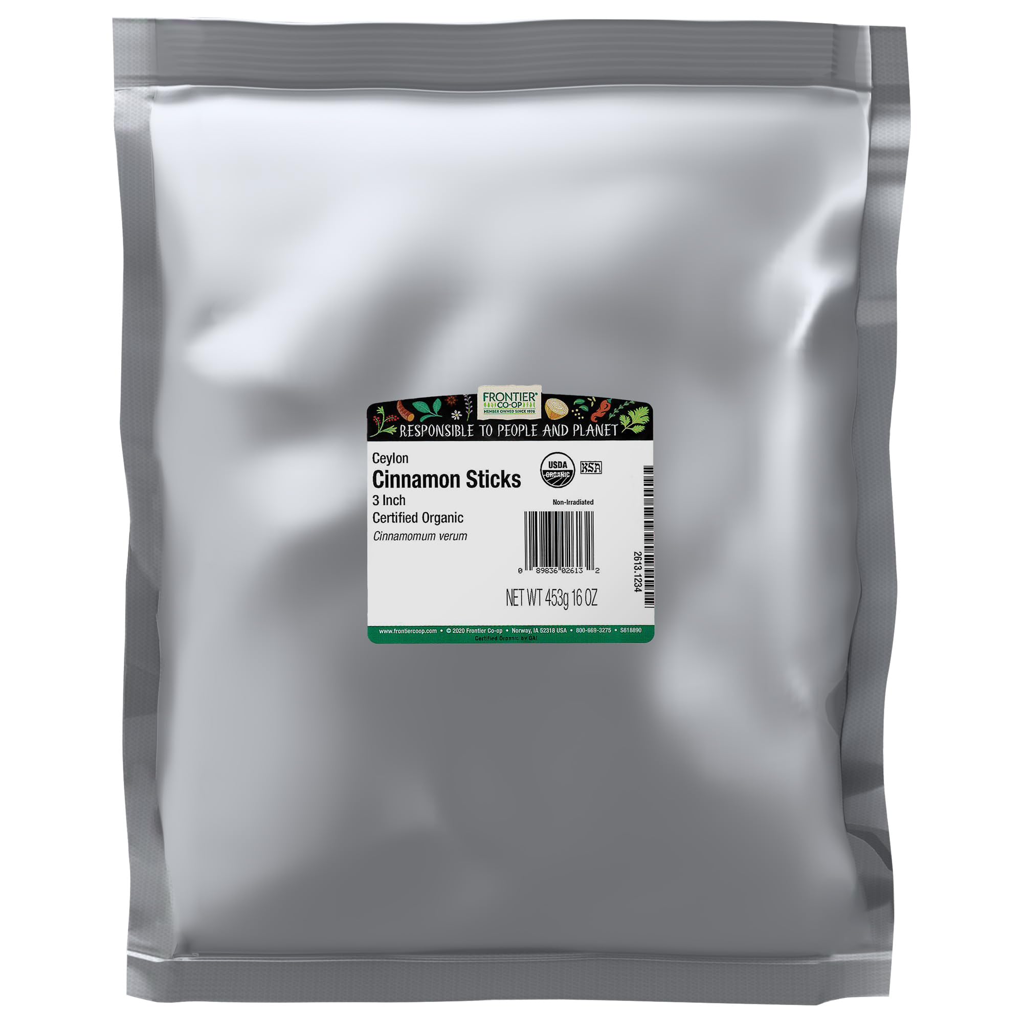 Frontier Co-op Organic Ceylon Cinnamon Sticks 3-inch bulk for beverages and baking