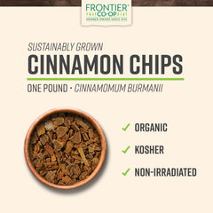 Frontier Co-op Cinnamon Chips closeup texture showing rich reddish-brown color.