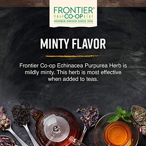 Measuring spoon with Frontier Co-op Echinacea Purpurea herb for easy dosing.