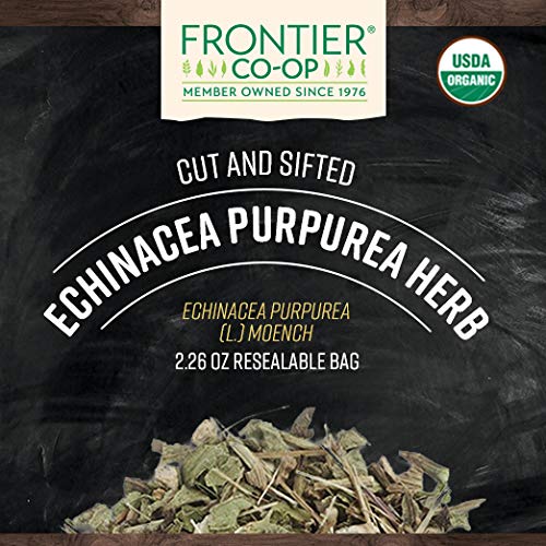 A warm cup of tea featuring Frontier Co-op Organic Echinacea Purpurea herb to enjoy.