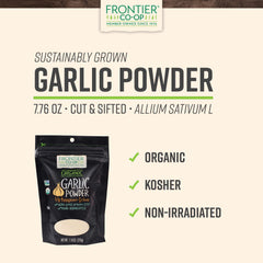 Frontier Organic Garlic Powder in resealable bag preserves freshness